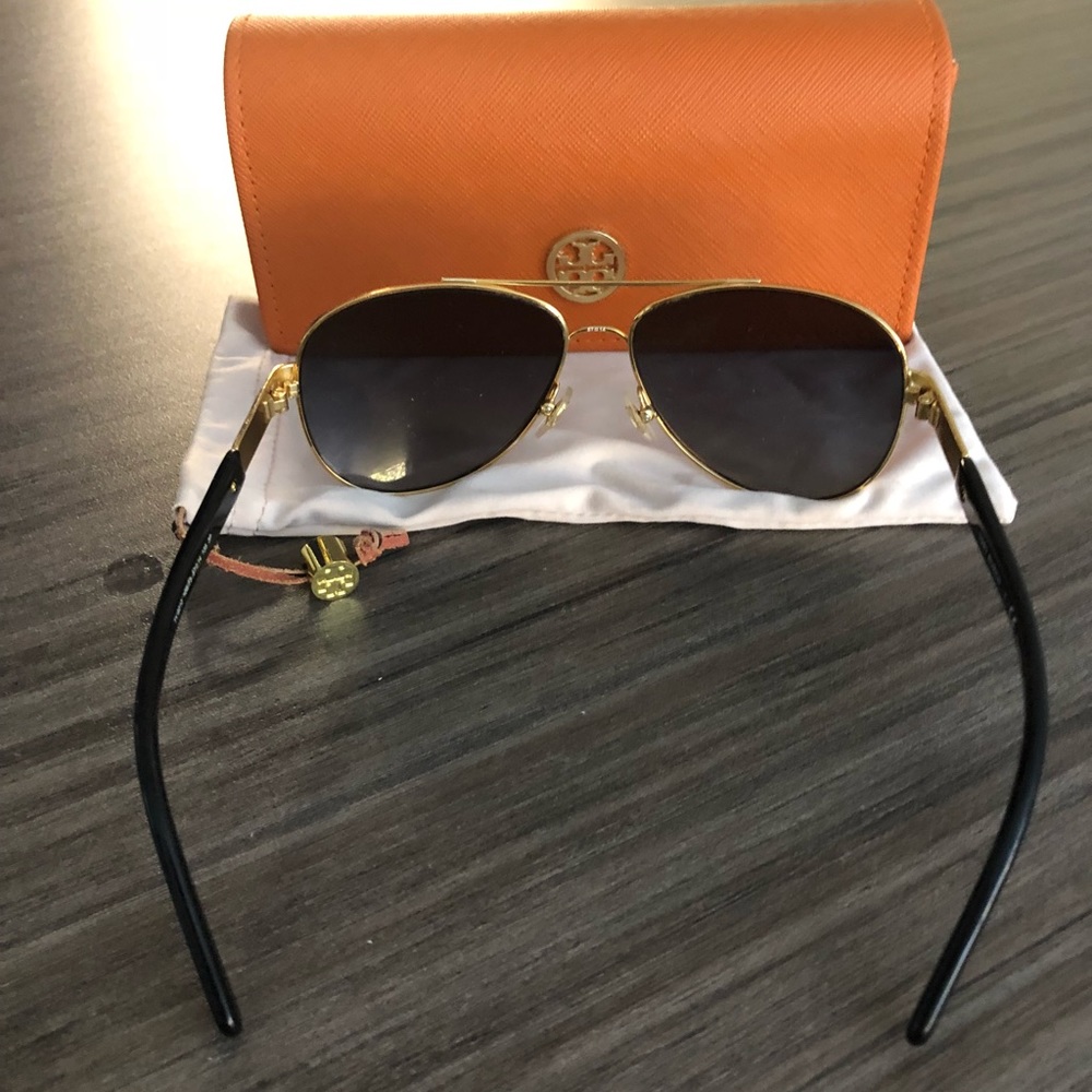 Tory Burch Gold and Black Sunglasses - Picture 4 of 9